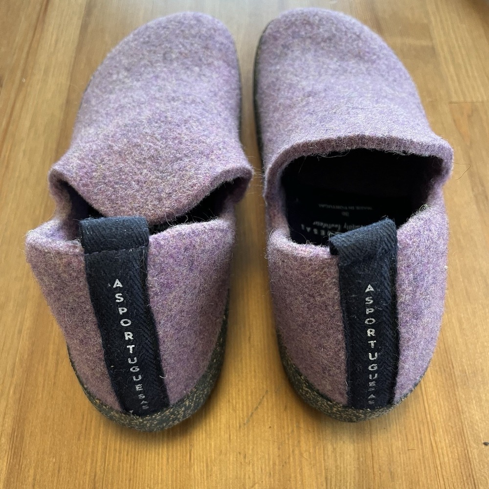 Asportuguesas Women's City Purple Slip On Wool Shoes Size 38 US 7-7.5 Cork Sole - Picture 9 of 11